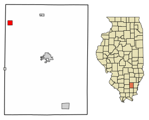 Location of Dahlgren in Hamilton County, Illinois.
