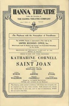 Hanna Theatre program 1936 Saint Joan