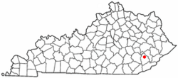 Location of Hyden, Kentucky