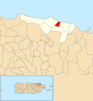 Location of Loíza barrio-pueblo within the municipality of Loíza shown in red