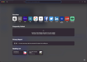 MacOS 11.0 Beta - Safari 14 homepage