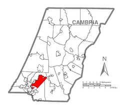 Map of Cambria County, Pennsylvania highlighting Conemaugh Township
