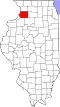 State map highlighting Whiteside County