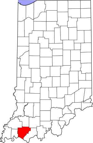 Map of Indiana highlighting Warrick County