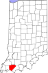 State map highlighting Warrick County