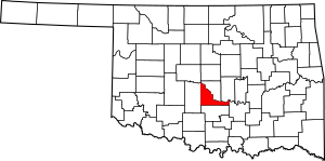 Map of Oklahoma highlighting McClain County