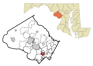 Montgomery County Maryland Incorporated and Unincorporated areas South Kensington Highlighted.svg