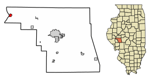 Location of Meredosia in Morgan County, Illinois.