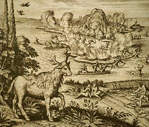 Native Americans hunting on Mount Desert Island (1622)