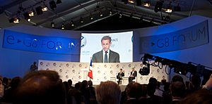Nicolas Sarkozy addresses the E-G8 Forum