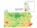 Pennsylvania population map 1