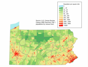 Pennsylvania population map 1