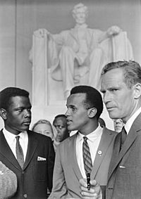 Poitier Belafonte Heston Kansalaisoikeusmarssi 1963