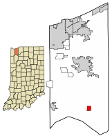 Location of Kouts in Porter County, Indiana.
