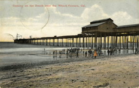 Postcard, Bathing on the Beach near the Wharf, Ventura