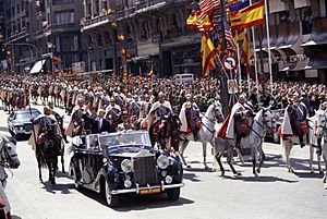 President Gerald R. Ford and Generalissimo Francisco Franco Riding in a Ceremonial Parade in Madrid, Spain - NARA - 23869171