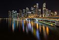 Skyline of the Central Business District of Singapore with Esplanade Bridge