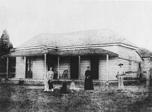 StateLibQld 1 85268 Alexander McPherson and his family outside the Glenfern Hotel, Kilcoy, 1878