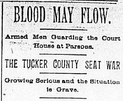 Tucker County Seat War Headline 1893