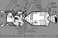 labeled drawing of two docked spacecraft