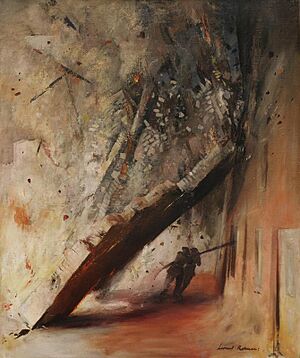 A House Collapsing on Two Firemen, Shoe Lane, London, EC4 (Art.IWM ART LD 1353)