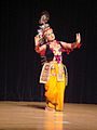 A Manipuri Dancer in traditional Krishna attire