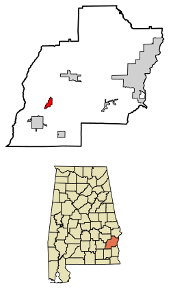 Location of Louisville in Barbour County, Alabama.