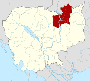 Map of Cambodia highlighting Stung Treng