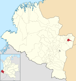 Location of the municipality and town of San Bernardo, Nariño in the Nariño Department of Colombia.