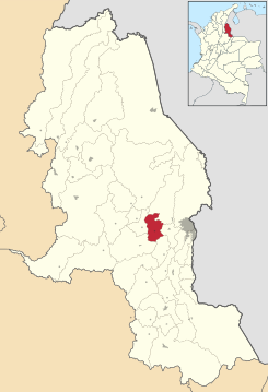 Location of Santiago in Norte de Santander Department, Colombia.