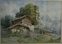 Detail of the watercolour 'Wengen chalet', 1884 by Helga von Cramm (1840-circa 1901)