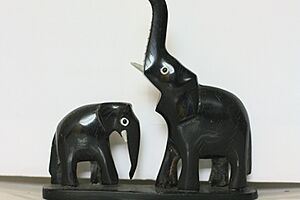 Elephants sculpted from cow horns