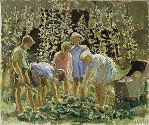 Evacuees Growing Cabbages (Art.IWM ART.LD 428) (1940)