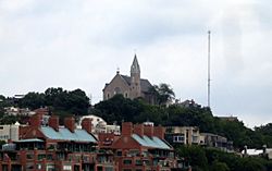 Holy Cross-Immaculata Church - as seen from the Purple People Bridge