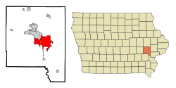 Location within Johnson County and Iowa