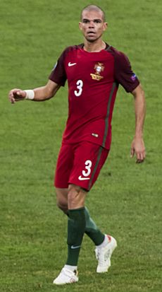 Kepler Laveran de Lima Ferreira (Pepe) at the Portugal v. Poland UEFA Euro 2016 quarterfinal (cropped)