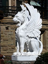 Lion of St Mark outside Bishop's Palace -- Galveston, Texas