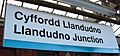 Llandudno Junction bilingual station sign