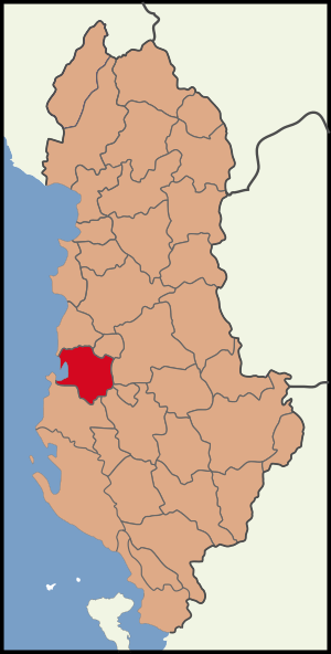 Map showing Lushnjë District within Albania
