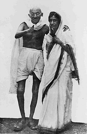Mahatma Gandhi with Rajkumari Amrit Kaur at Simla in 1945