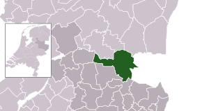 Highlighted position of Hardenberg in a municipal map of Overijssel