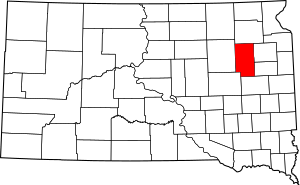 Map of South Dakota highlighting Clark County