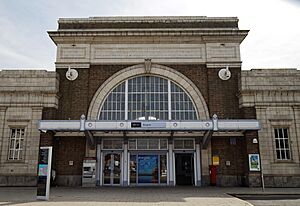 Margate railway station entrance Margate Kent England