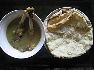 Naan bya with mutton soup