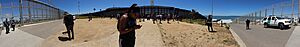 Panoramic photo of International Friendship Park within the US-Mexico Barrier