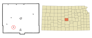 Location within Rice County and Kansas