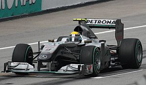 Rosberg Malaysian GP start 2010 (cropped)