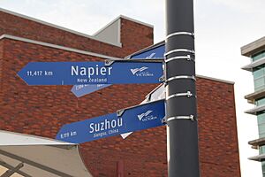 Sign of sister cities in Victoria, Canada