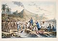 The Reception of the Rev. J. Williams, at Tanna, in the South Seas, the Day Before He Was Massacred, 1841 (B-088-015)