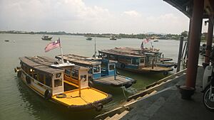Traditional water taxis known locally as 'bot penambang' in Kuala Terengganu